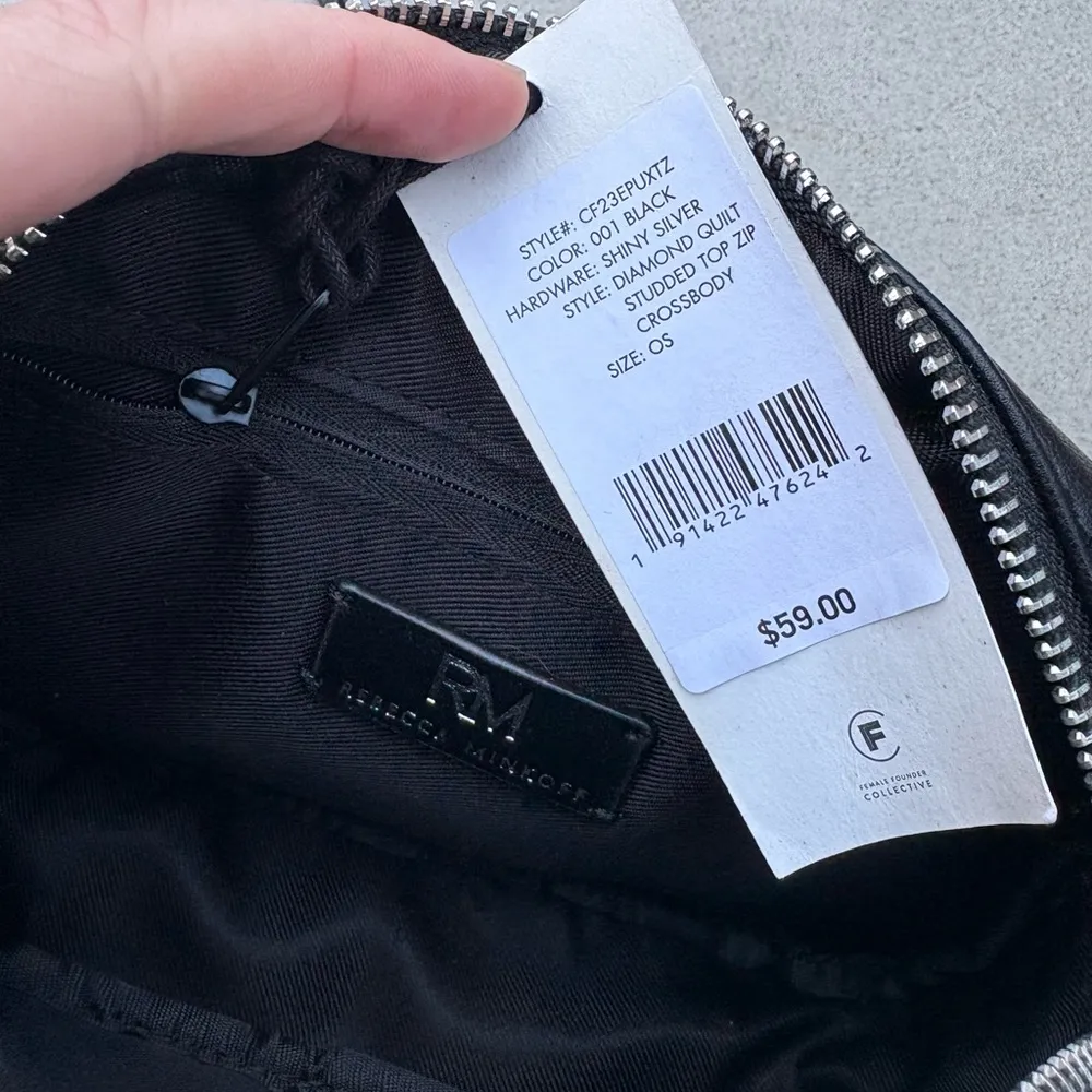 NWT Rebecca Minkoff Black Quilted Studded Crossbody Bag - Image 5