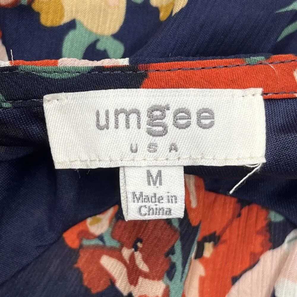 Umgee Babydoll Mini Dress Sz M Floral V Neck Bell Sleeves Festival Boho - Image 3