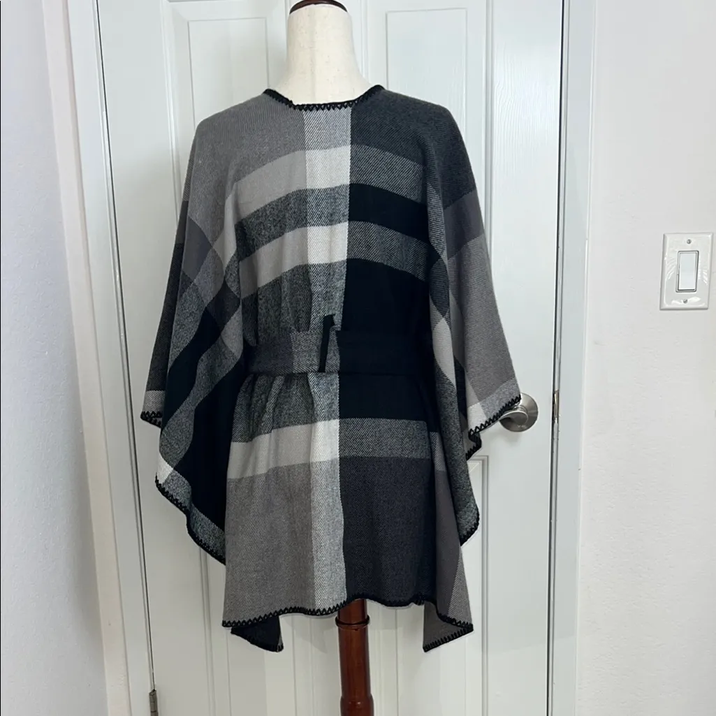 Liz Claiborne TOP - Plaid to Tweed Wrap
‎ Poncho  One Size - Image 3