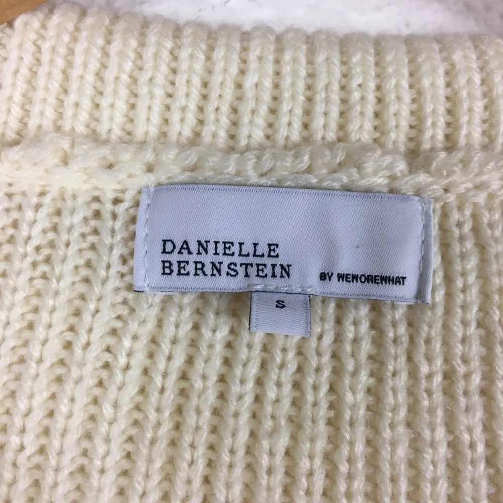 WeWoreWhat Danielle Bernstein Cream Collared Crop Knit Sweater Small - Image 6