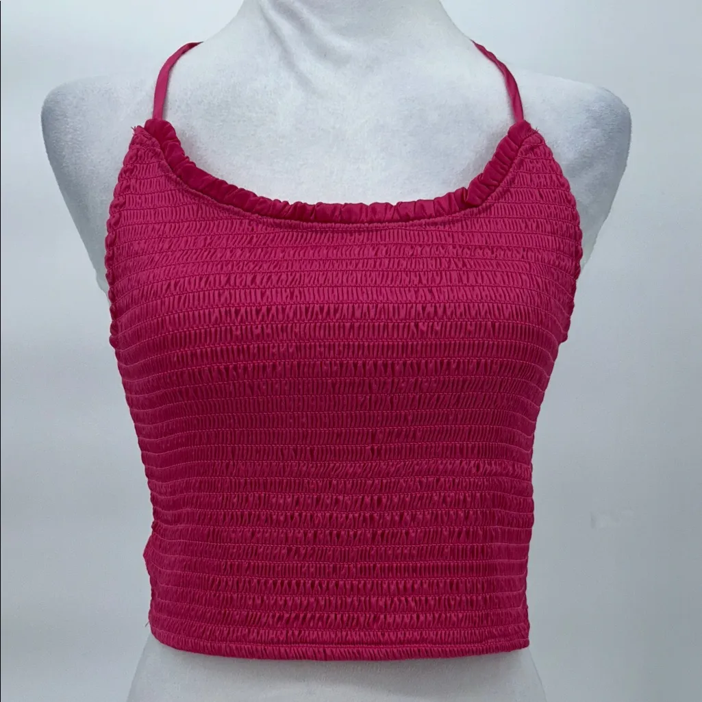 NWT $58 Free People [ Small ]Smocked Right on Time Camisole Fuchsia Pink - Image 3