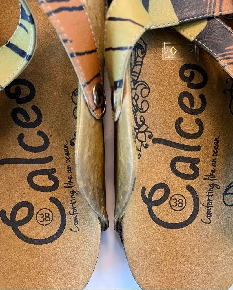 Calceo Butterfly Neutral Tan Clogs Shoe Size 38 7.5 Slip On Handmade Unique Rare - Image 9