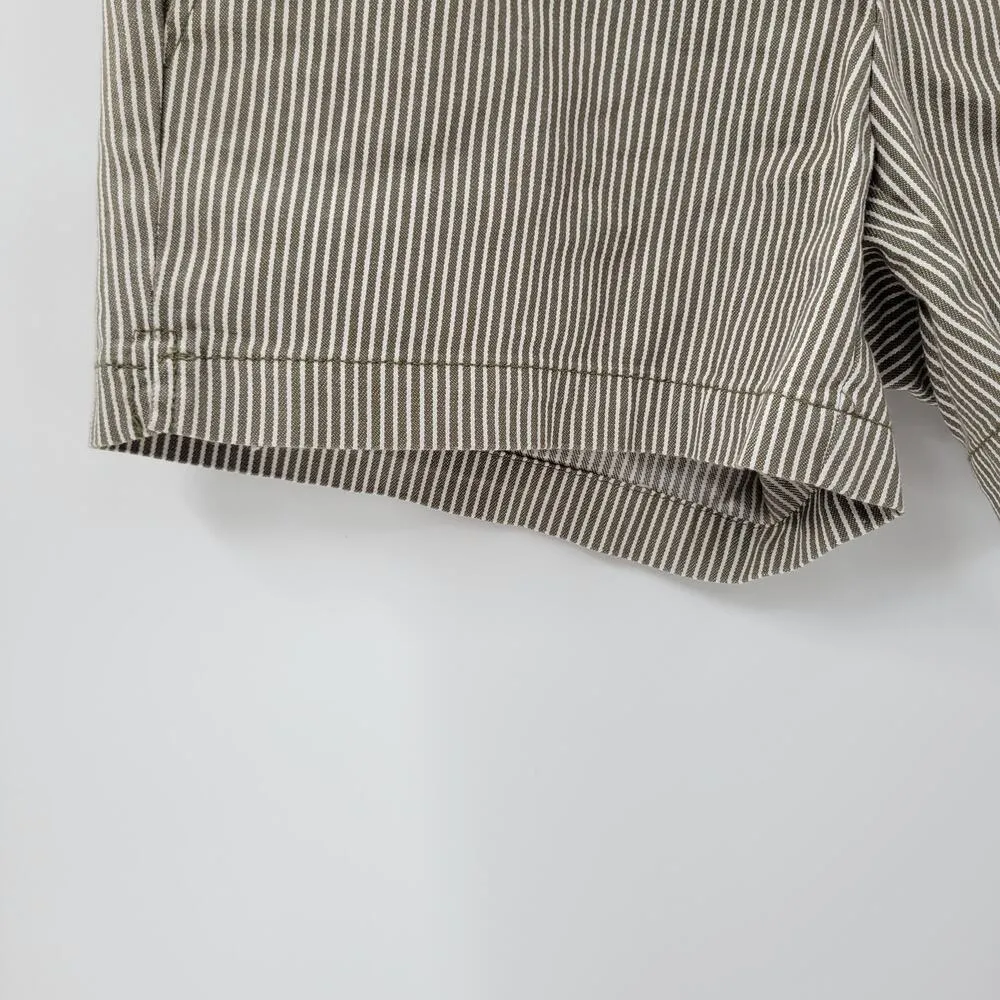 New York & Company Womens Shorts 2 Green White Striped Mid Rise Pockets Stretch - Image 11