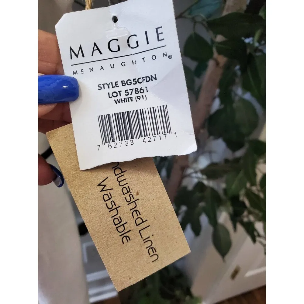 Maggie Women's White 100% Linen Round Neck Sleeveless Long Maxi Dress Size 1X - Image 8