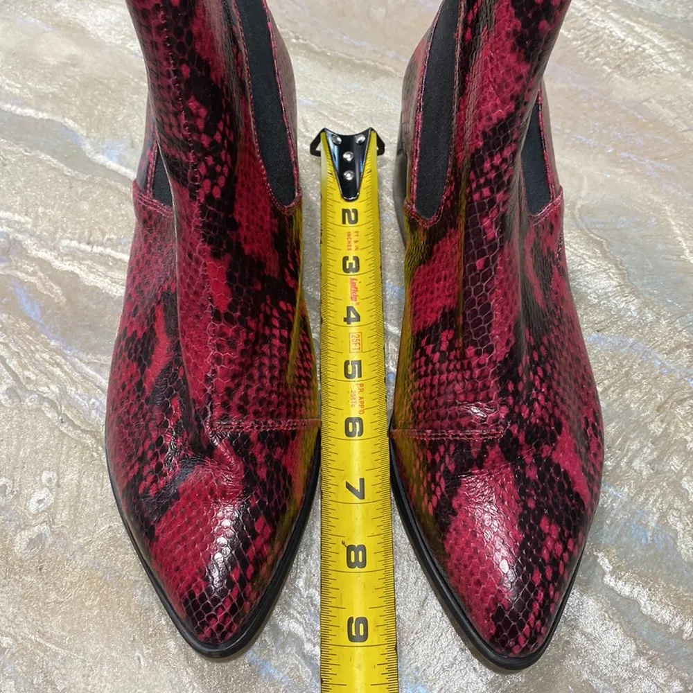 Genuine Leather Red Ankle Boots Size 36 - Image 10