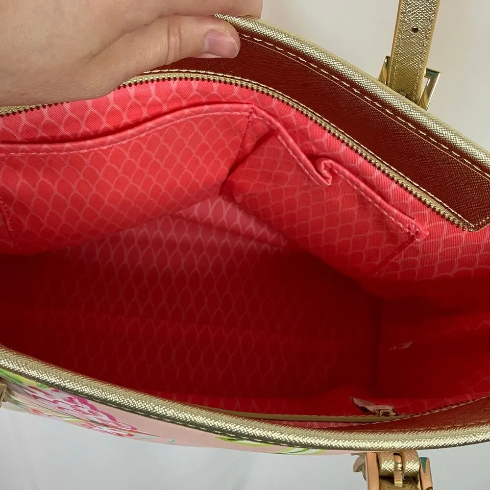 Spartina 449 | Pink Flamingo Print Genuine Leather Shoulder Bag Purse Tropical - Image 8