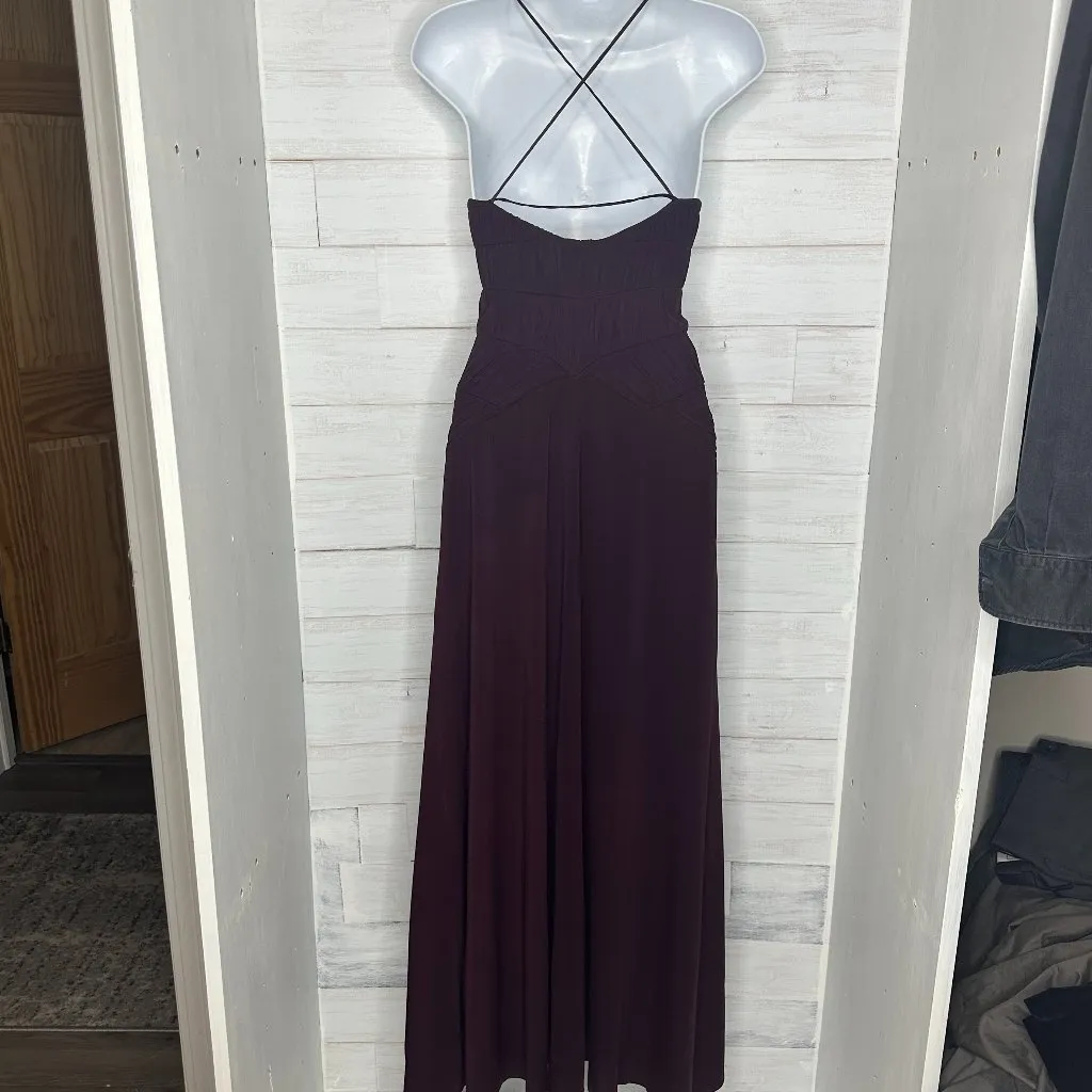 Laundry Shelli Segal‎ Womens Gown Burgundy Strappy Low Back Jersey Knit Size 4 - Image 4