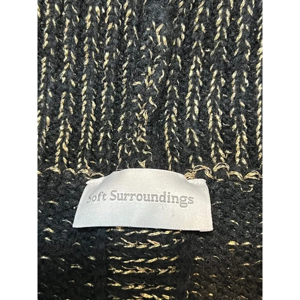 Soft Surroundings Black Gold Sweater Vest Cardigan Wool Blend Cowl Neck Size L - Image 5