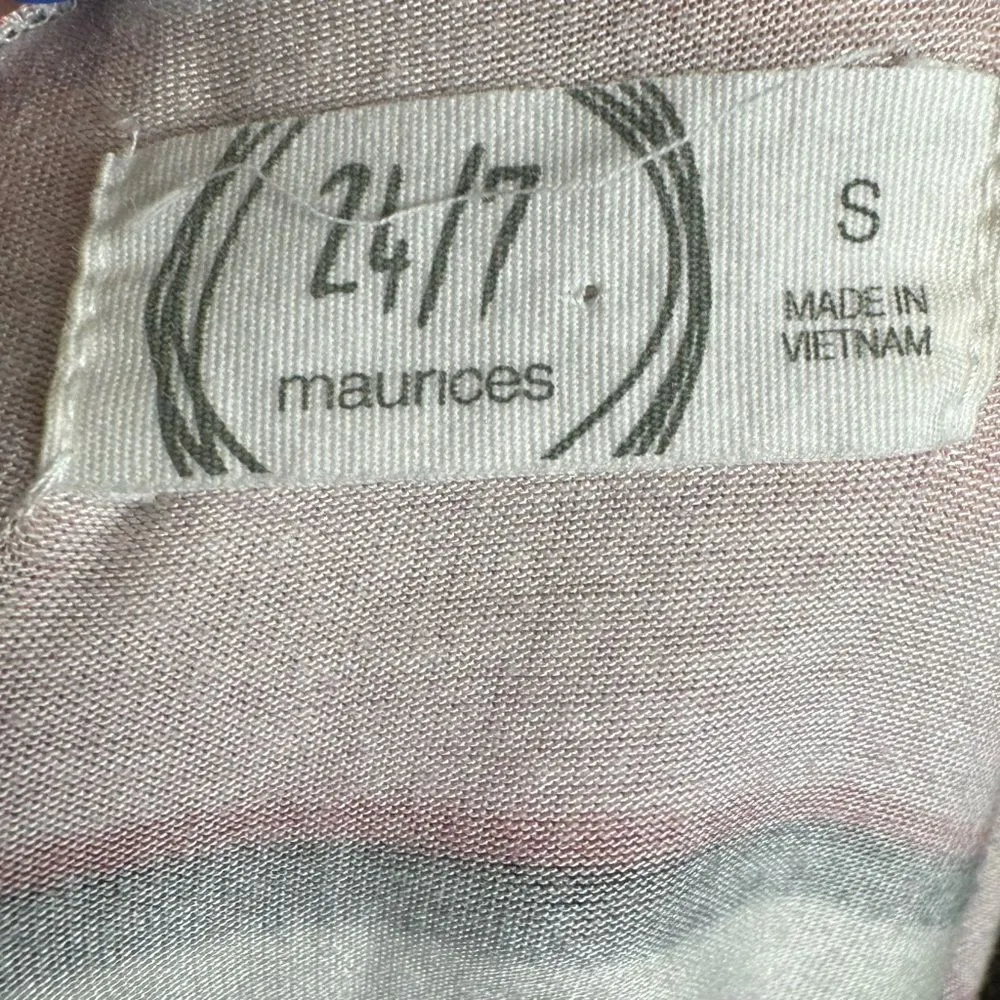 Maurices pink and blue multi stripe empire waist dress with pockets size small - Image 6