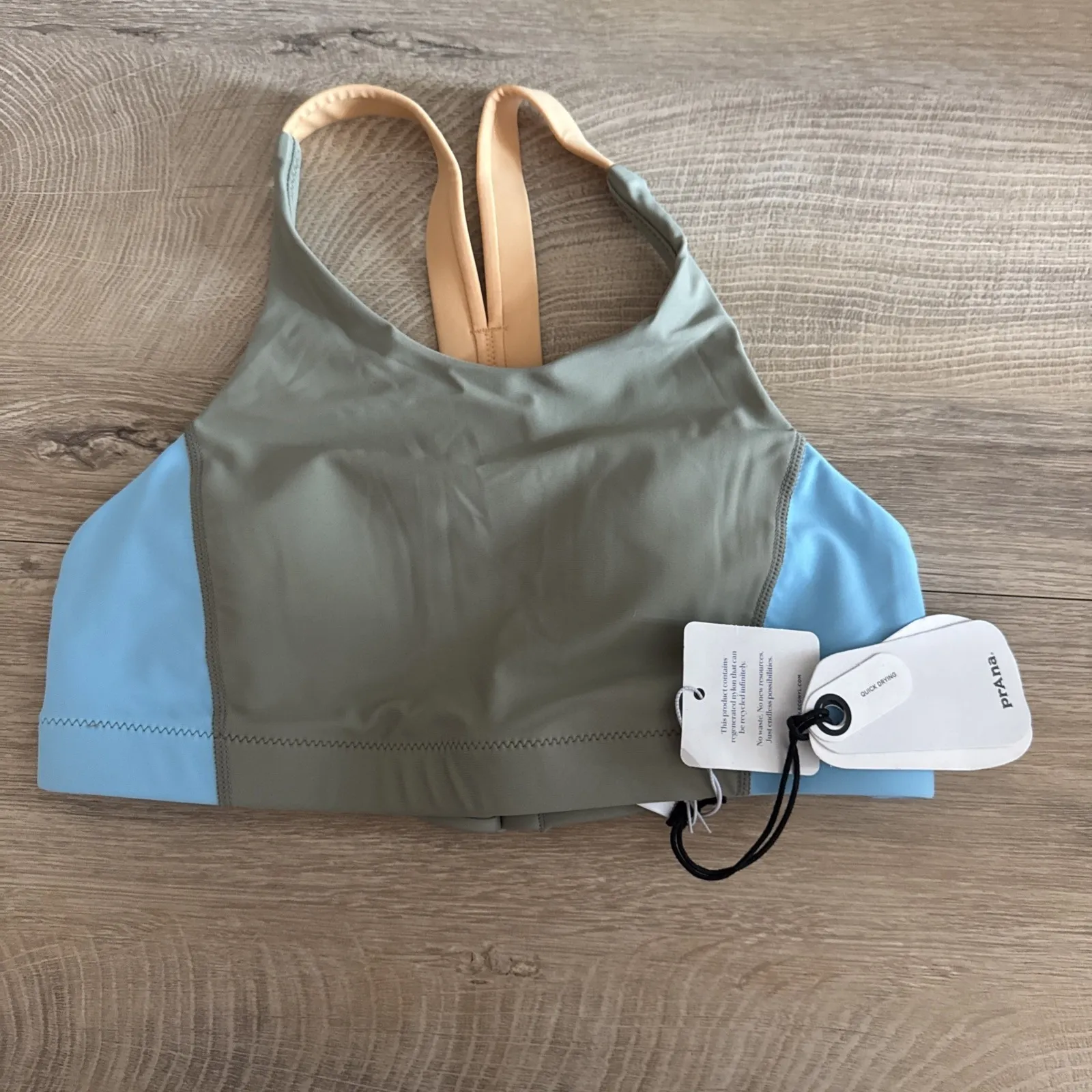 prAna Baja Bound Bikini Top Sweet Agave‎ Color Block Green Blue Womens Size XS - Image 4