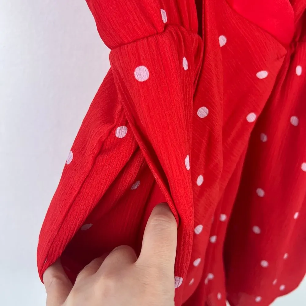 Polka Dot Tie Romper Lipstick Red Size Small S EUC L2611 - Image 9