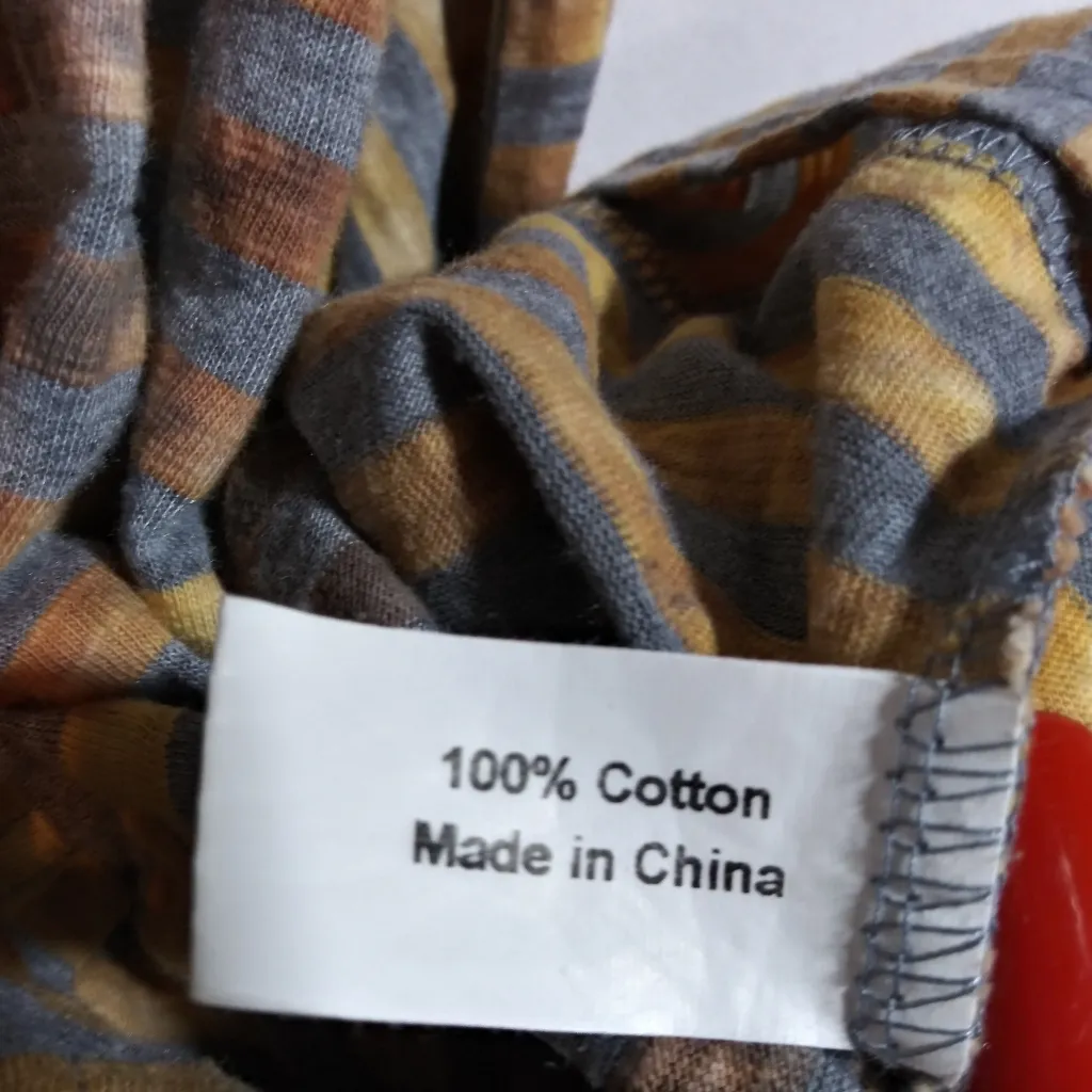 Earthbound Striped Short Sleeve Tunic Top With Pockets Bohemian Lagenlook Sz M Yellow Size M - Image 7