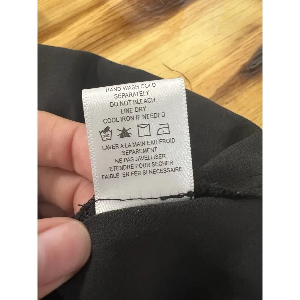 Ro&De Size Small Boho Peasant Ruffle Blouse Top Shirt Tie Keyhole‎ Neck Pleats Black - Image 10