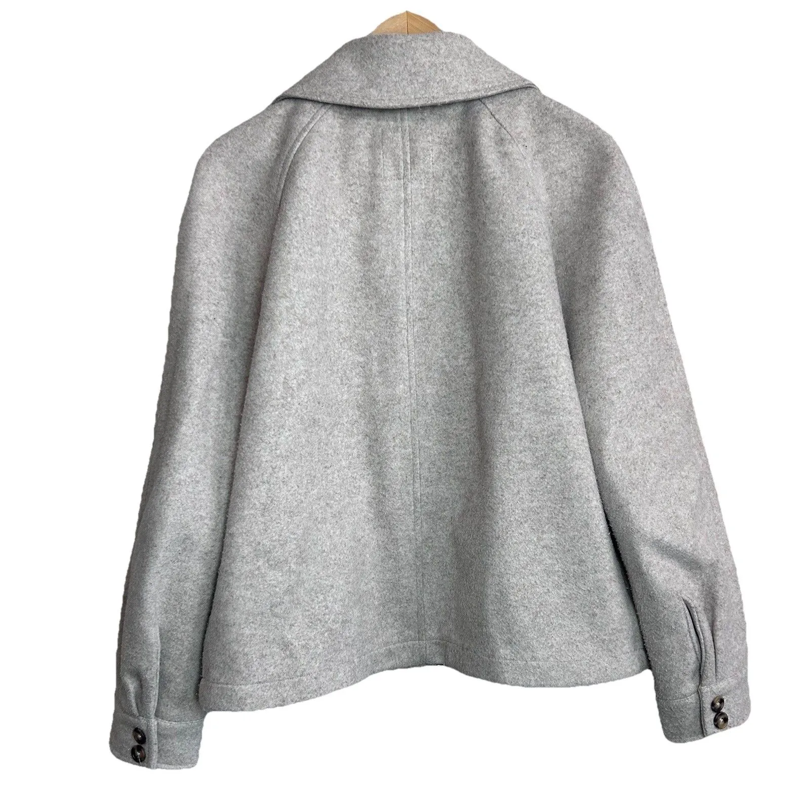 Avec Les Filles Jacket Womens Small Beige Felted Shacket Full Zip Collar Casual - Image 4