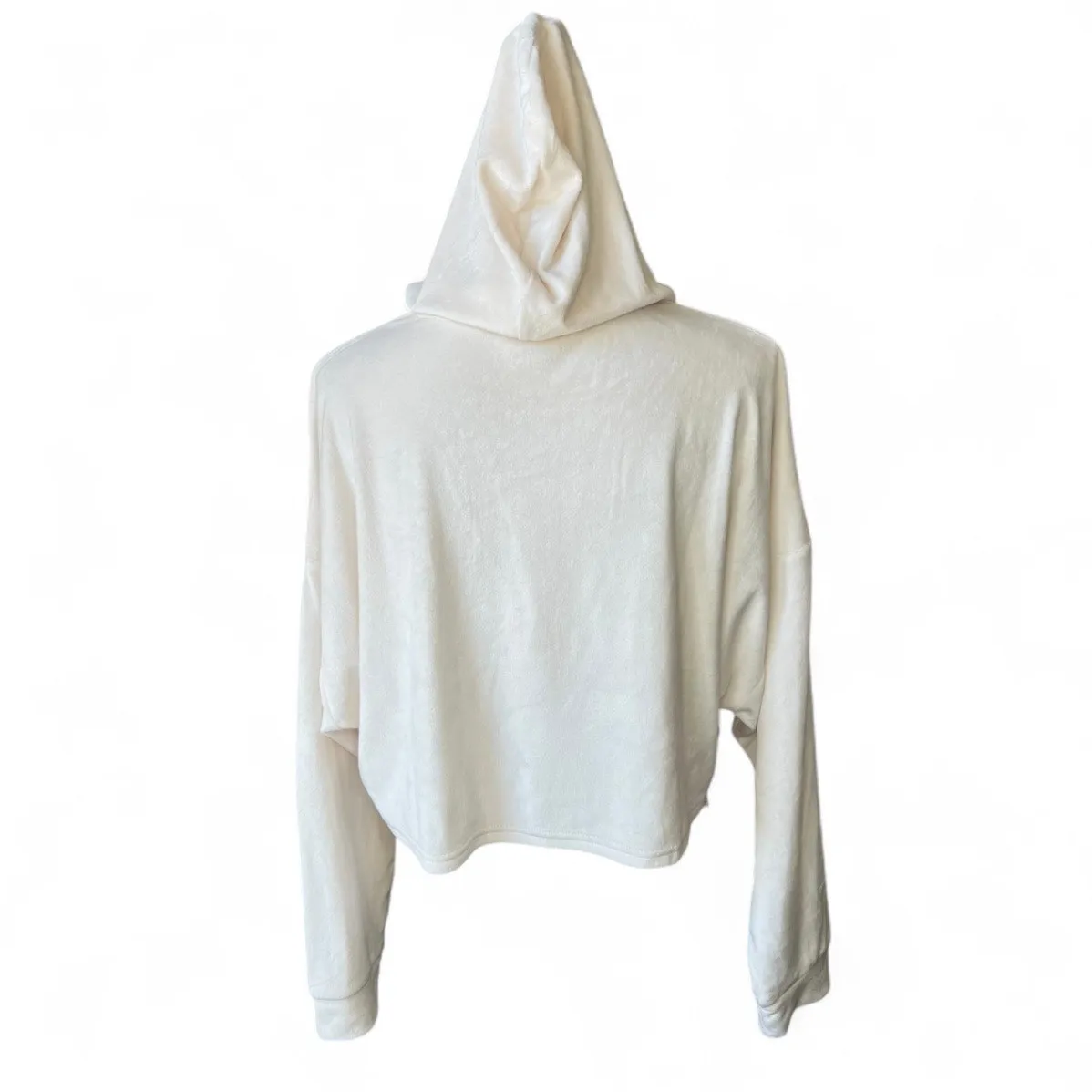 Juicy couture ivory cropped hoodie Y2K lightweight Athliesure velour size large - Image 5