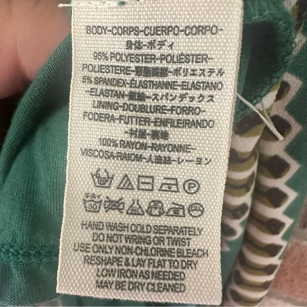 Free People Stella Tribal Mini Dress Long Sleeve High Neck Women’s Small Green - Image 5