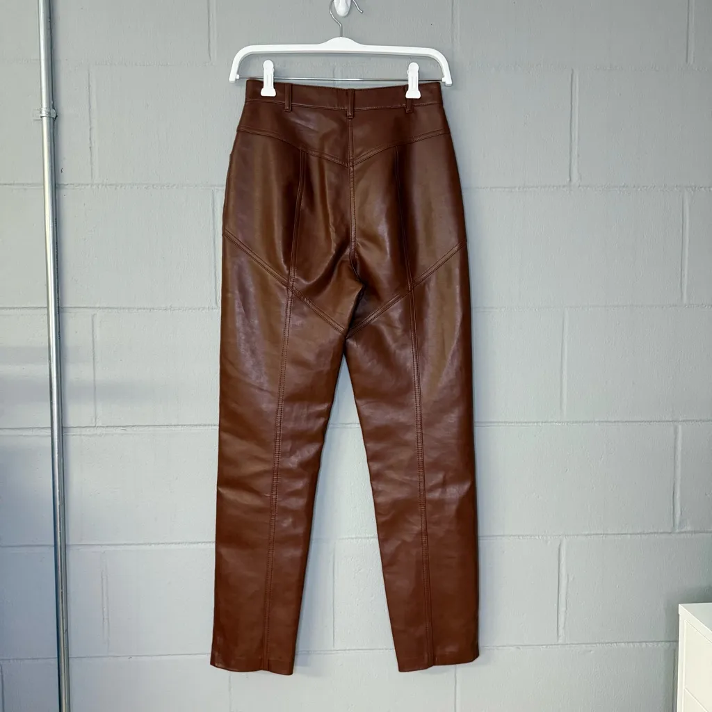 Wilfred Aritzia Rebel Vegan Leather Pants in Cognac Women’s Size 2 Faux Leather Brown - Image 5