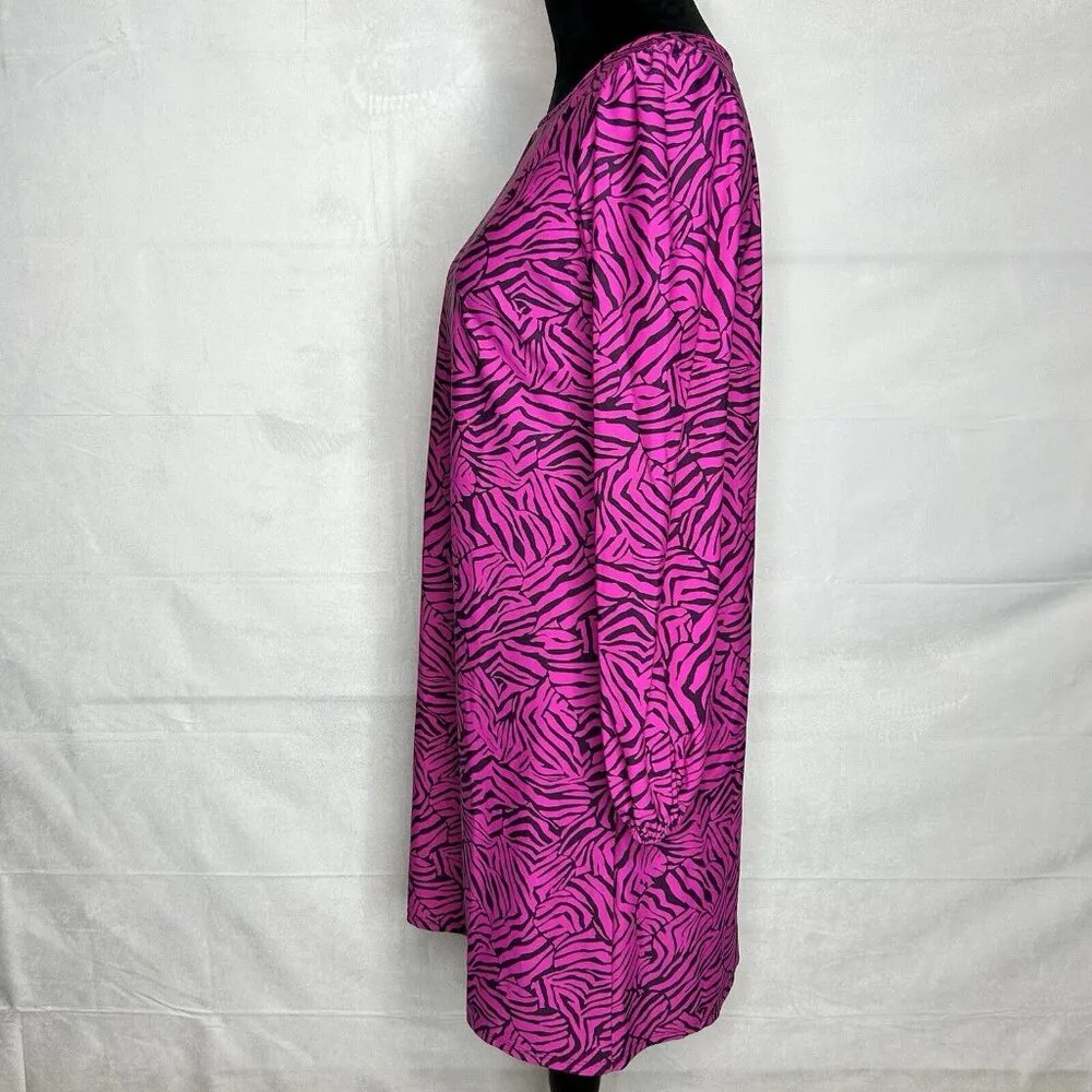 Jude Connally 3/4 Sleeve Print Nylon Spandex Blend Dress Sz M Pink Purple Size M - Image 6