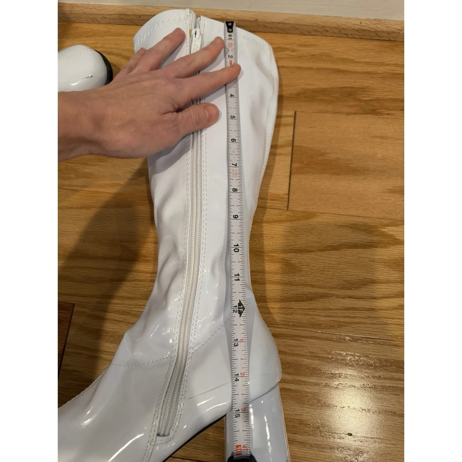 Go Go Boots White Patent Leather Adult Womens 3" Heel Disco 70s Ellie Shoes 10 - Image 6