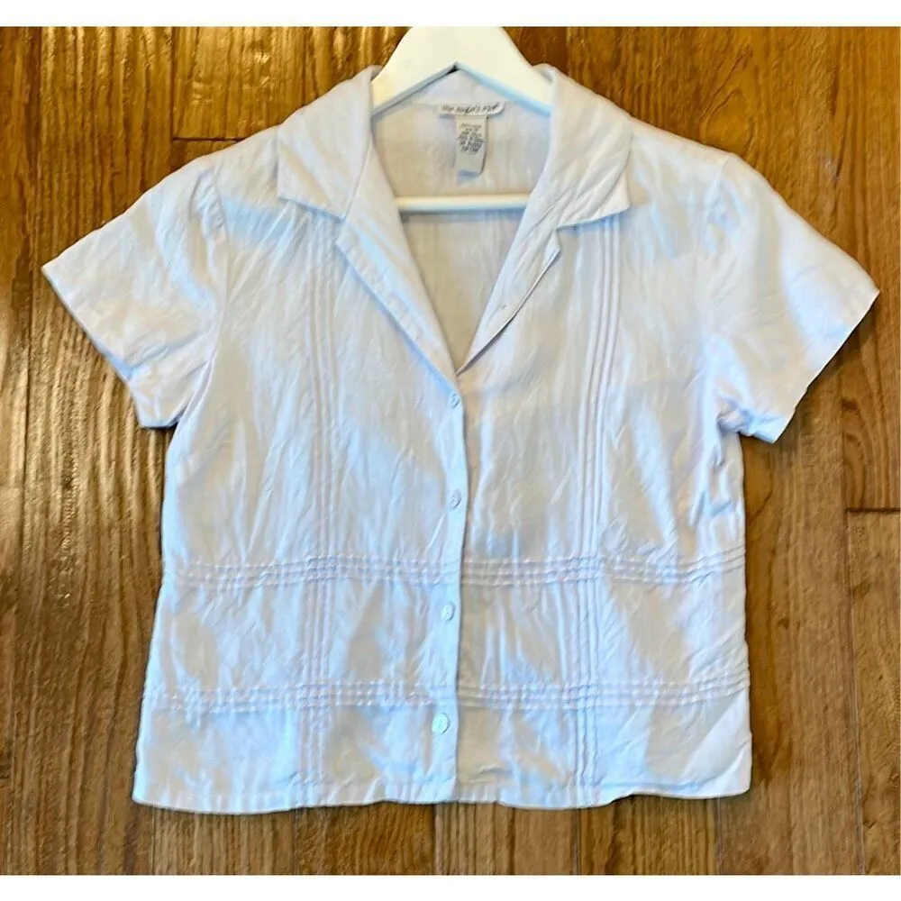 The Eagles Eye 100% linen Lavender short sleeve button down small Purple - Image 8