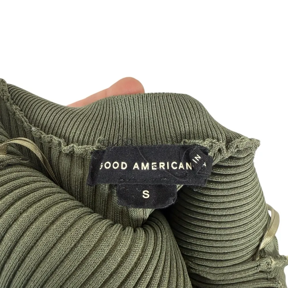 NWOT Good American Women’s Shine Rib Off Scoop Back Midi Dress Green S - Image 8