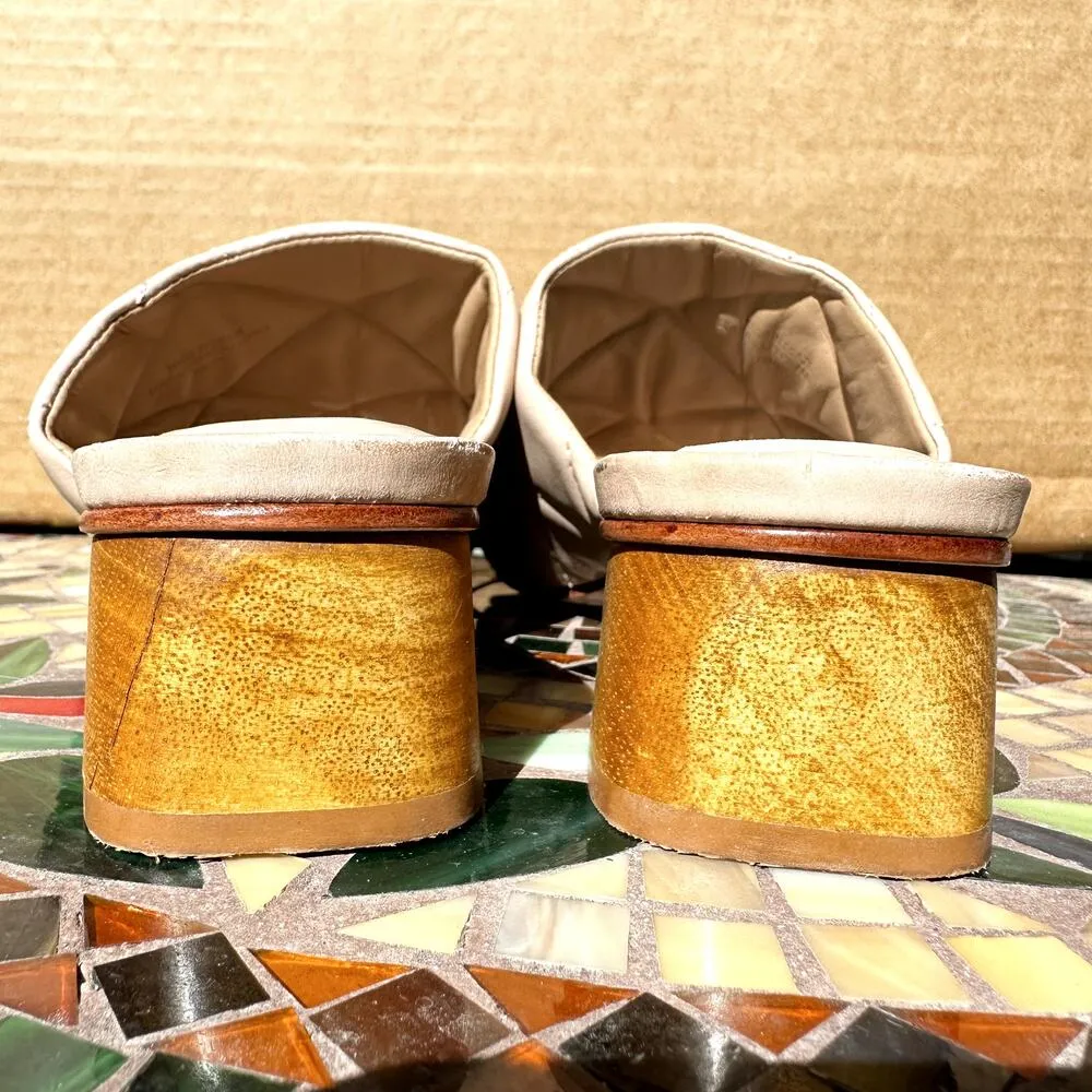 Anthro Bernardo Jemma Blush Glove Sandals Quilted Upper Slip On Square Toe 8 - Image 5