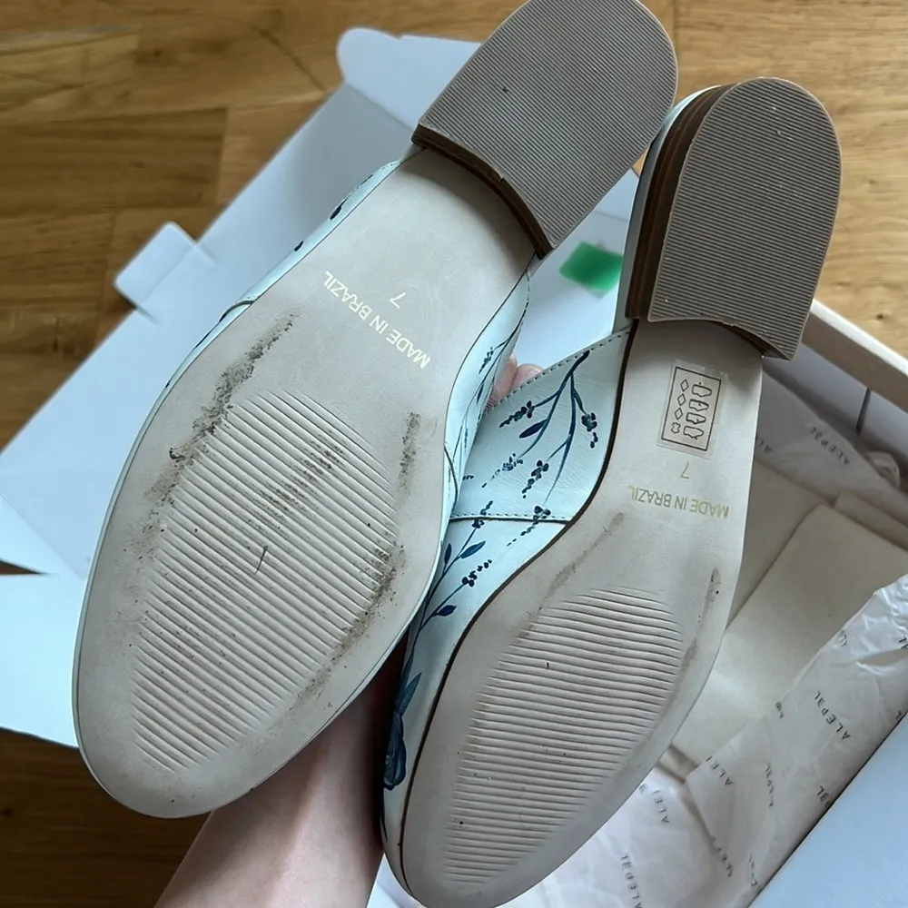 New Alepel x lsf hand painted leather mules slides in blue china - Image 6