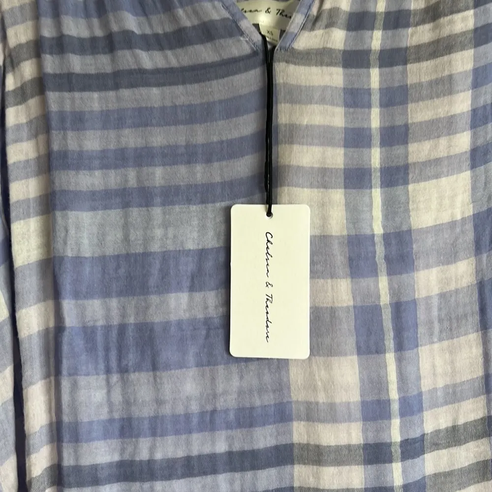 Adorable NWT Lightweight purple plaid shirt sleeve blouse Size XS - Image 2