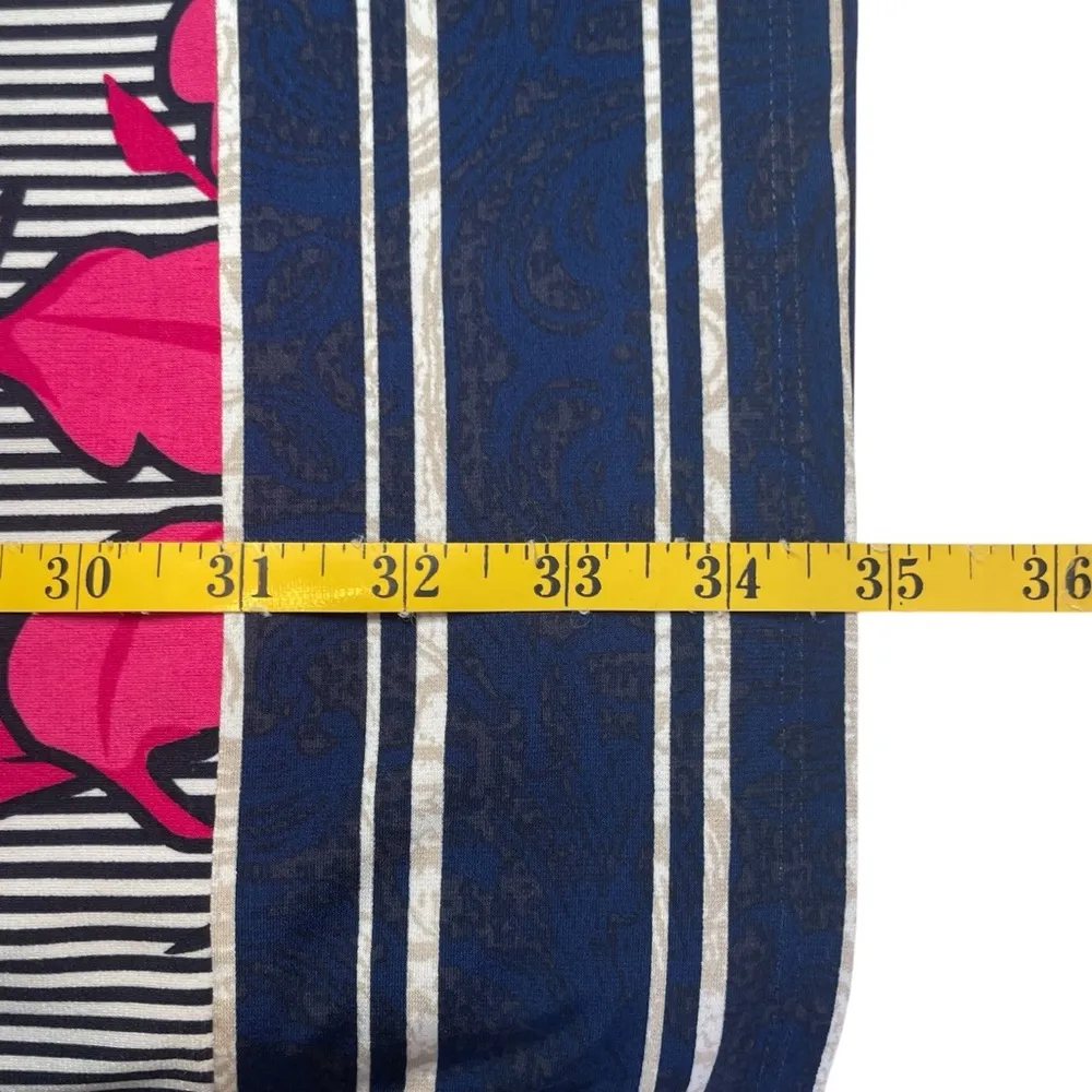 Laundry By Shelli Segal Navy Stripe Pink Floral Dress Medium Lilly Flower Casual - Image 10