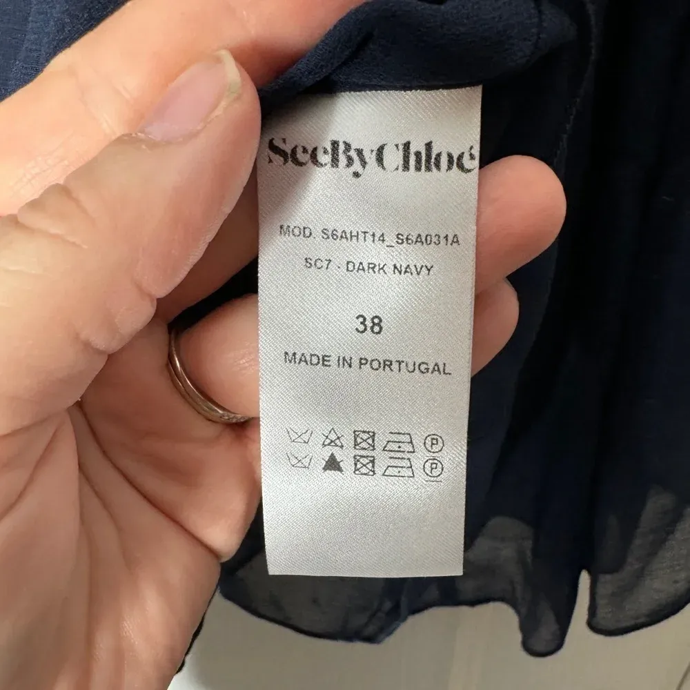 SEE BY CHLOÉ‎ Bateau Neckline Three-Quarter Sleeve Crop Top Size 38 US 8 Navy - Image 6