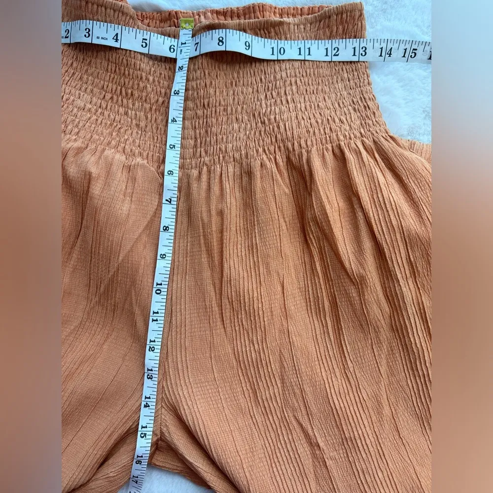 NWT: DO + BE Smocked Waistband Wide Leg Bottom Pants in Light Orange Size Large - Image 5