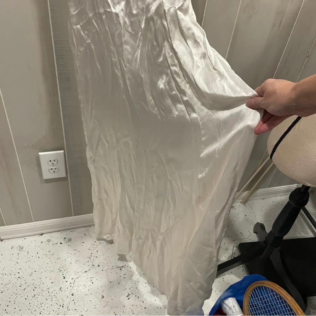 Creamy vintage 70’s-80’s handmade slip dress satin midi maxi boho - Image 8