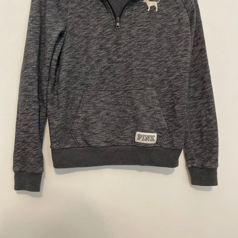 PINK VS VICTORIA'S SECRET Perfect Quarter 1/4 Zip Black White Colorblock Logo XS - Image 6