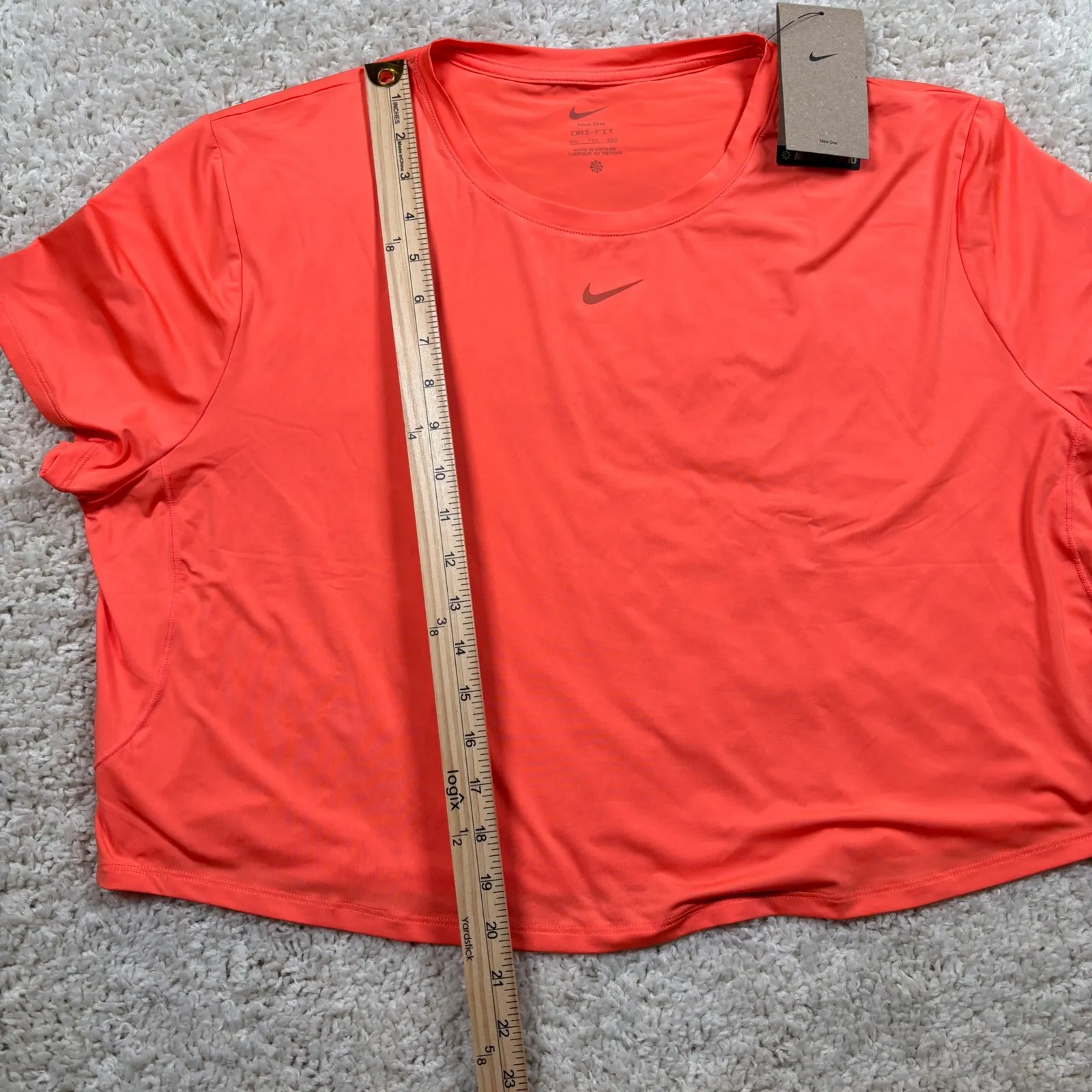 Nike One Dri Fit Training T Shirt Crop Top Orange XXL - Image 6