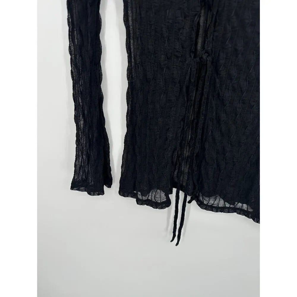 Liberty Love Women Mesh Tie Front Cardigan Size M Coquette Witchy Y2K Goth Fairy - Image 3