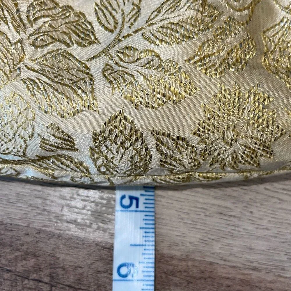 Vintage 1950’s Womens Metallic Jacquard Chain Handle Clutch and Gloves Gold Crea - Image 12