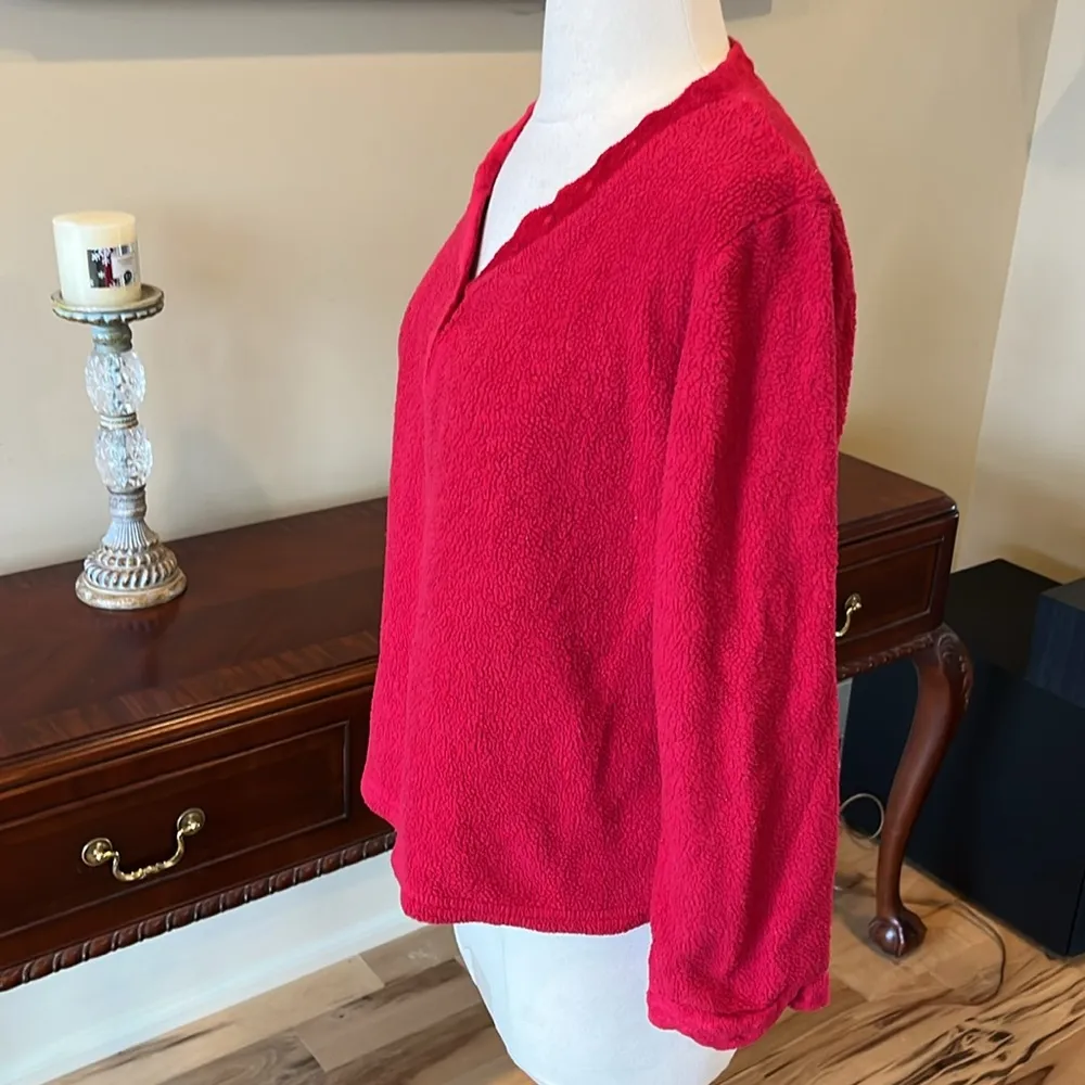 Comfy Winter Red Fleece Pajama Top - Image 5