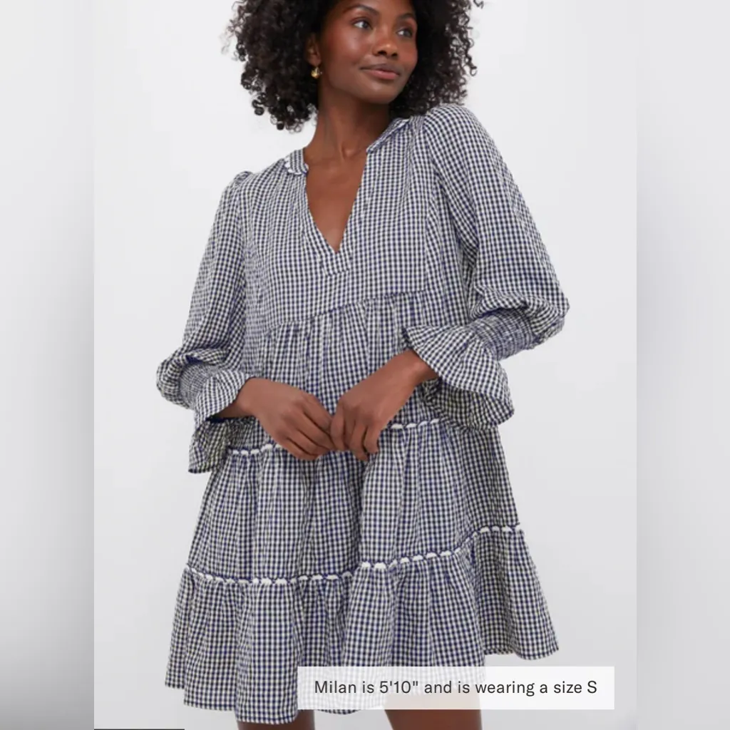 Pomander Place Navy Gingham Kenzo Dress XL NWT Tuckernuck Blue - Image 4