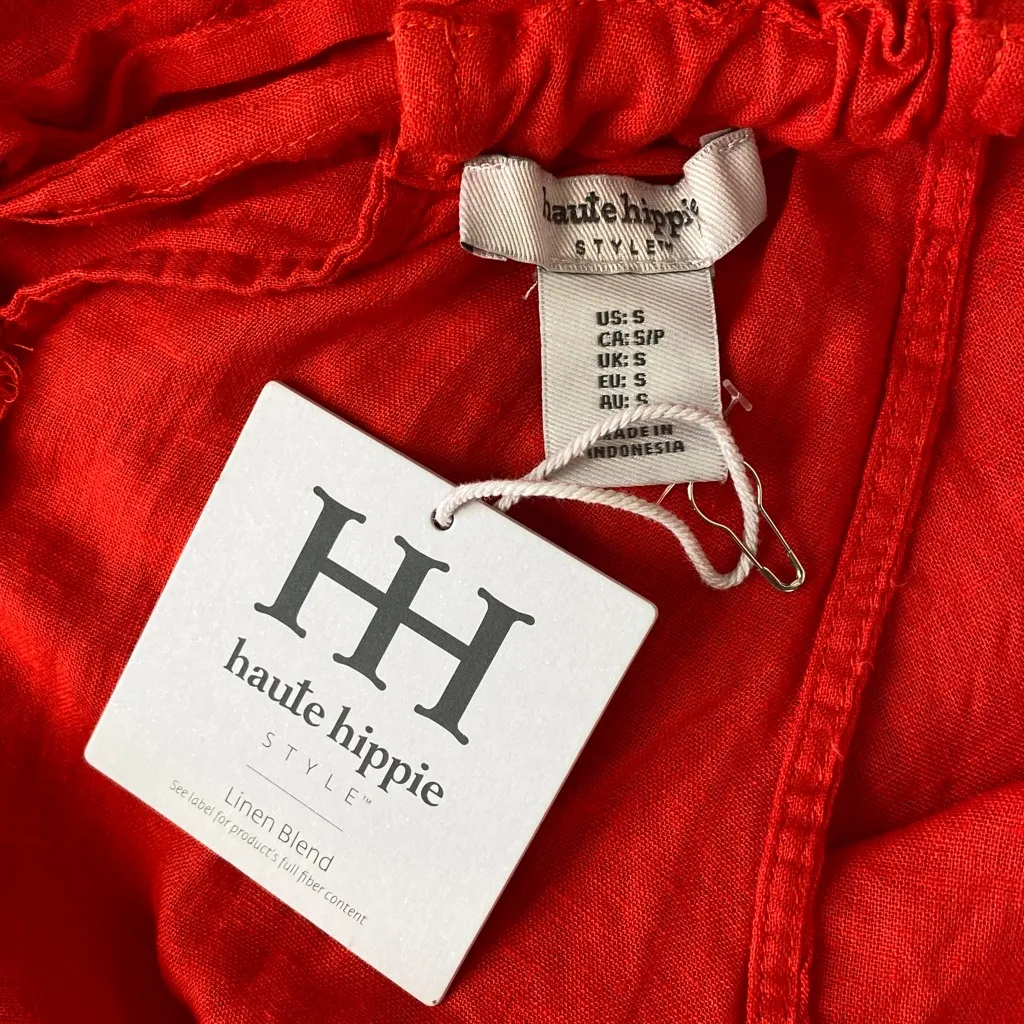 Haute Hippie Orange Linen Blend Sleeveless Capri Cropped Jumpsuit NEW S - Image 5