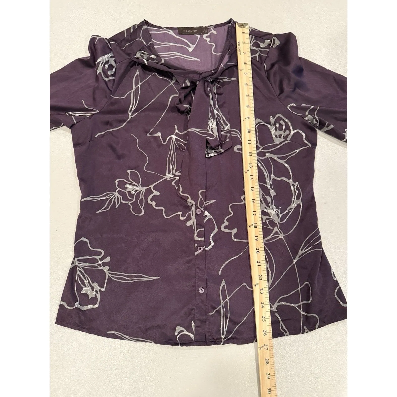 The Limited Blouse Womens Large Tie Button Front Floral Workwear Business Travel - Image 5