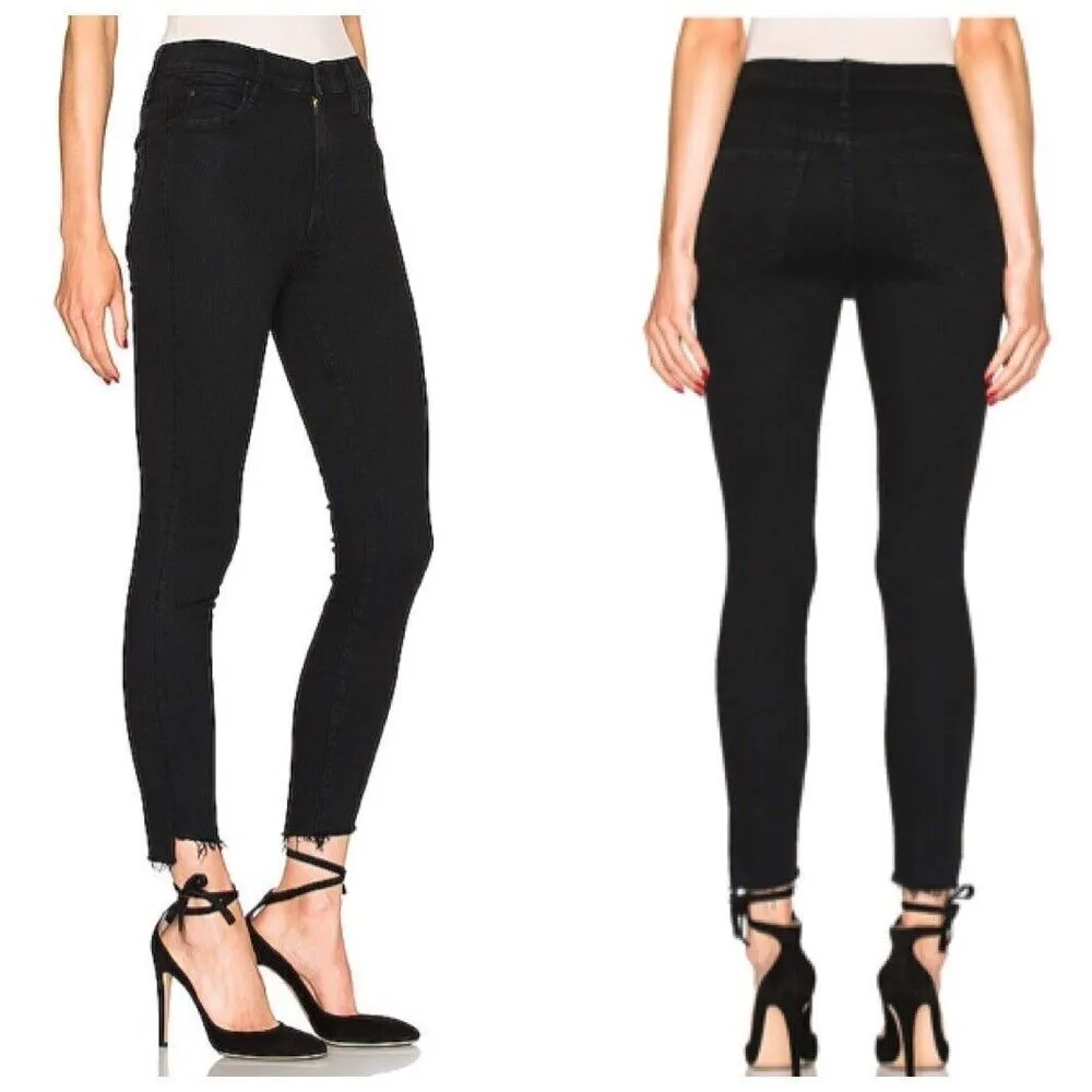 Mother The Stunner Step Fray Jeans Not Guilty Black Women’s Size 27 Raw Hem - Image 2