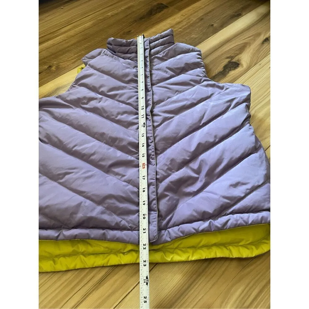 COLDWATER CREEK Womens Reversible Goose Down Vest size medium Yellow and Purple - Image 6