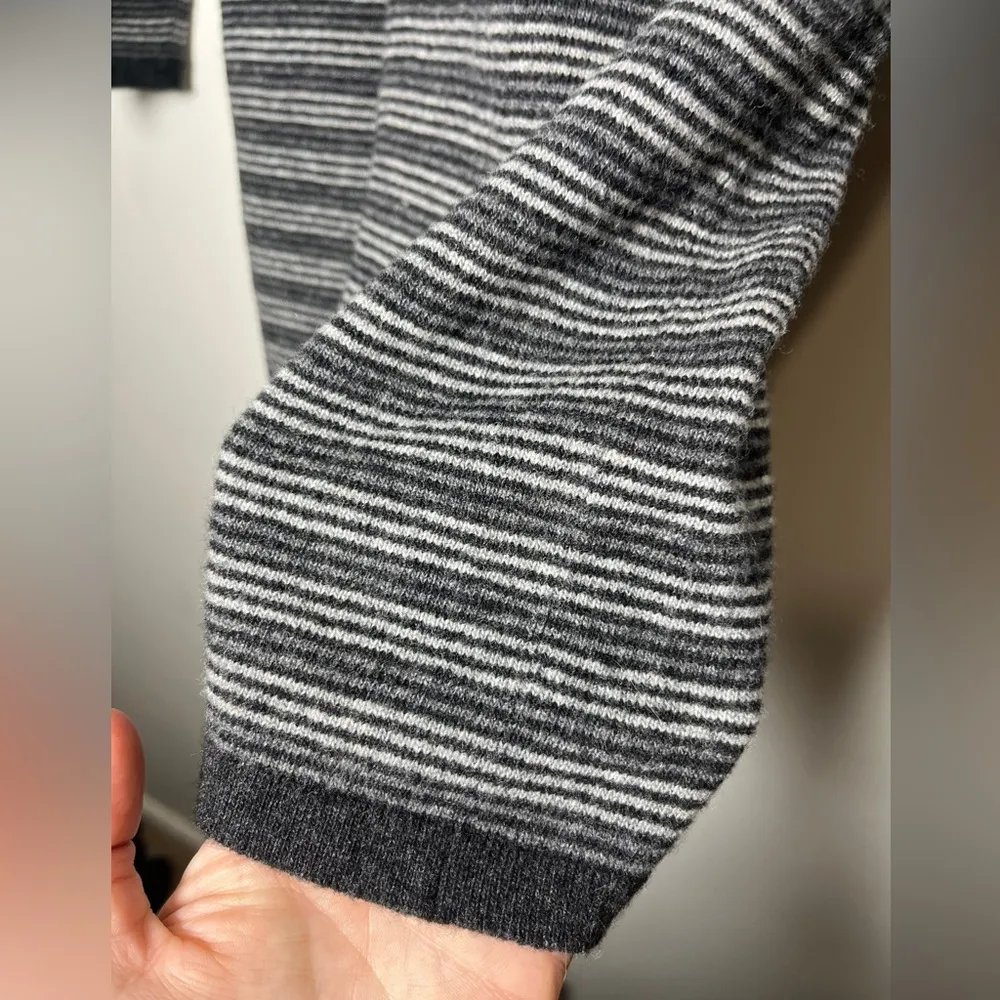 Jean Muir Vintage Wool Sweater Dress 1980s Stripes Cozy Warm Black Size M - Image 6