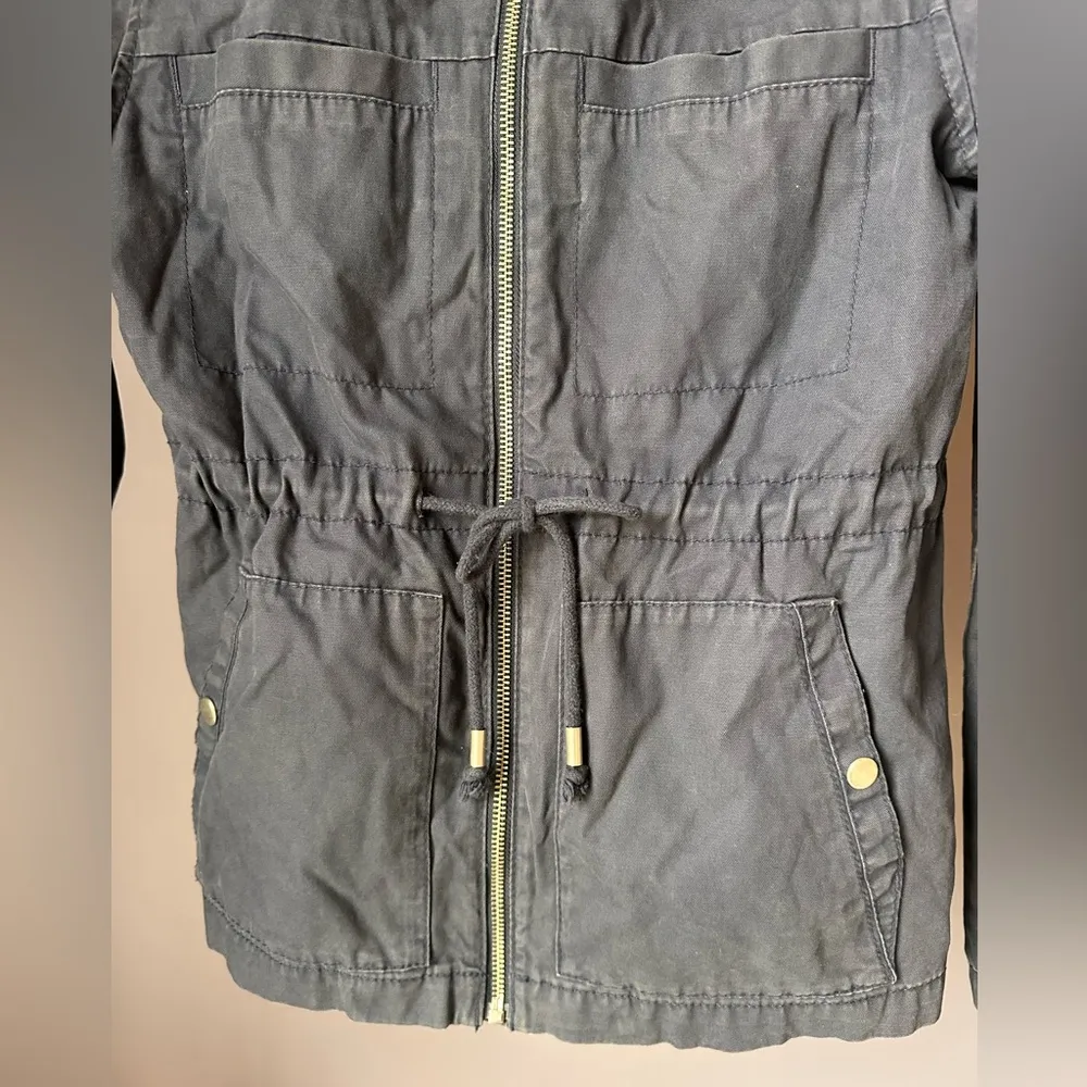 Old Navy Cinch Waist Faded Navy Utility Zip Up Jacket XS - Image 2