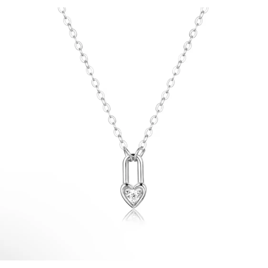 🆕 14k Gold Filled Heart Padlock Charm Necklace Delicate Cubic Zirconia - Image 4