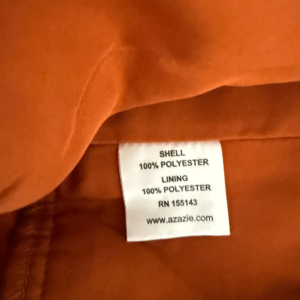 AZAZIE Desi Sheath Halter Corset Stretch Satin Dress Orange Size 12 NWT - Image 9