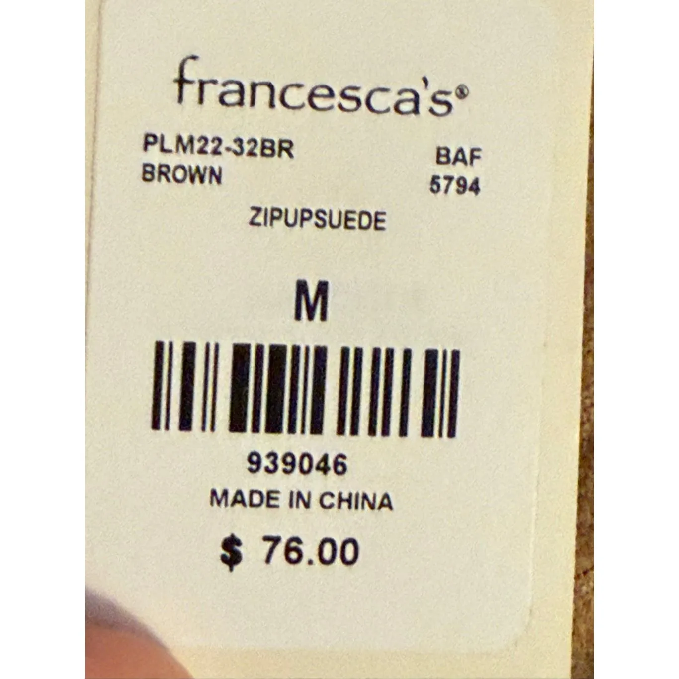 NWT Womens Francesca’s Collection Blue Rain Suede Camel Zip Detail Jacket - Image 2