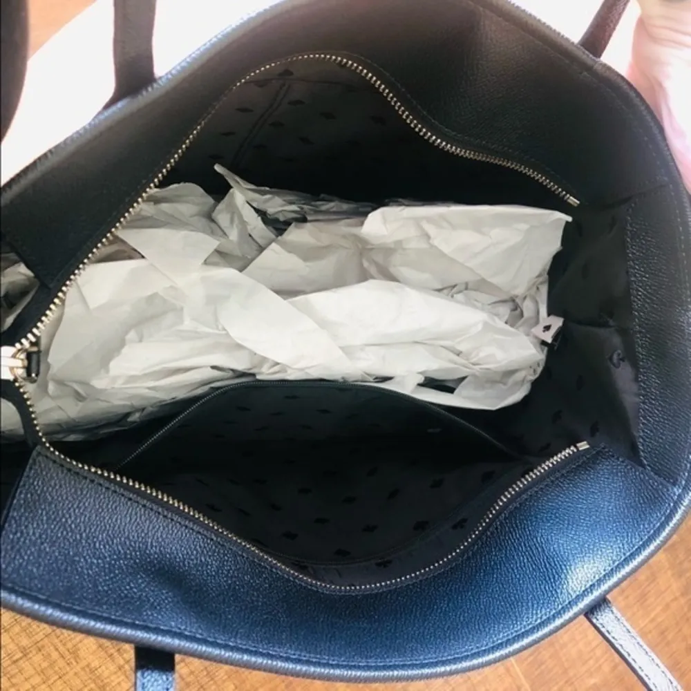 Kate Spade Black Leather Tote Bag • Large Shoulder Tote • Pinmount Logo - Image 6