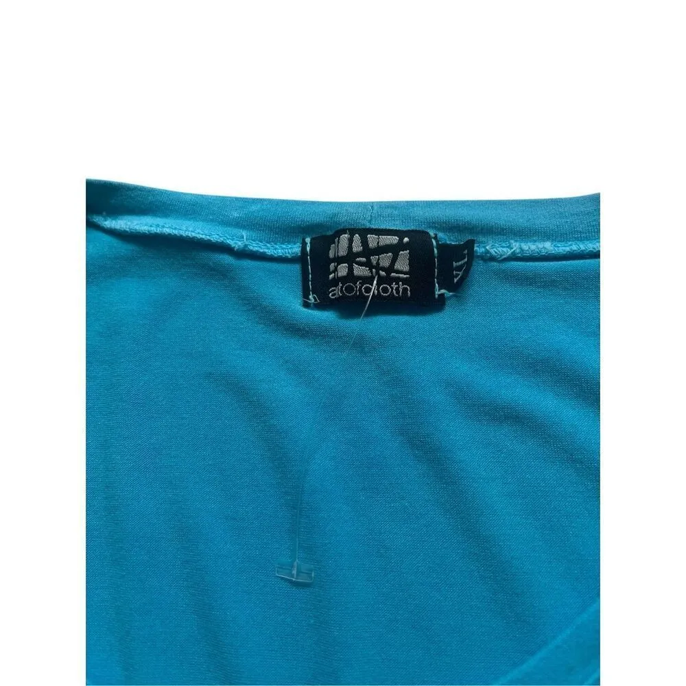 Art of Cloth knit asymmetrical top artsy boho style sz XL Blue - Image 4