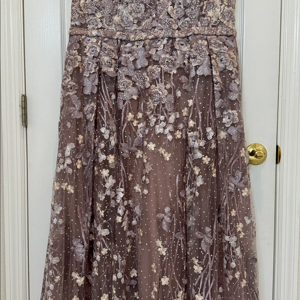 Mac Duggal 20405 Purple Embellished Floral Cap Sleeve A Line Gown Size 14 NWT - Image 7